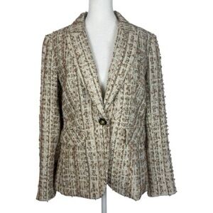 Veronica Beard Cutaway Dickey tweed blazer in ivory size 8 New With Tags